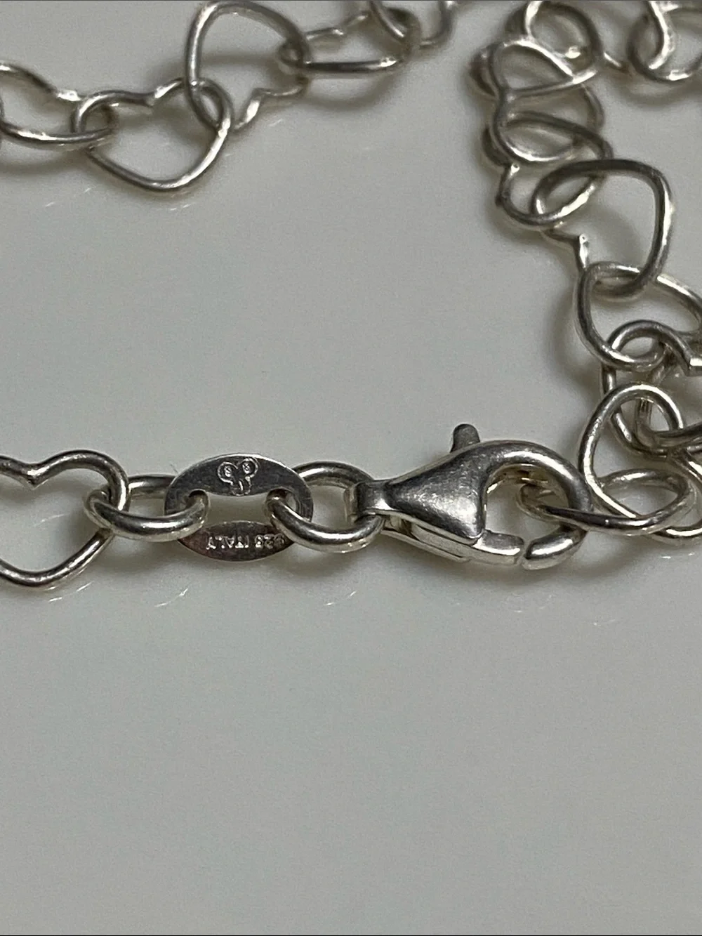925 Italy Silver Heart Link Bracelet